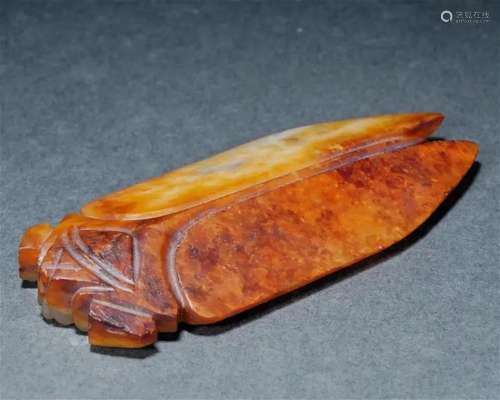 A Chinese Carved Jade Cicada