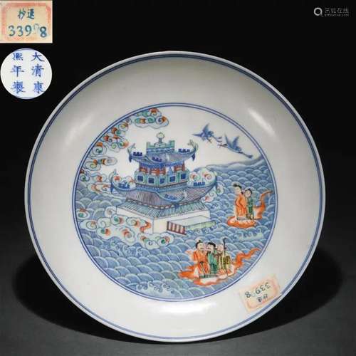 A Chinese Doucai Glaze Saucer