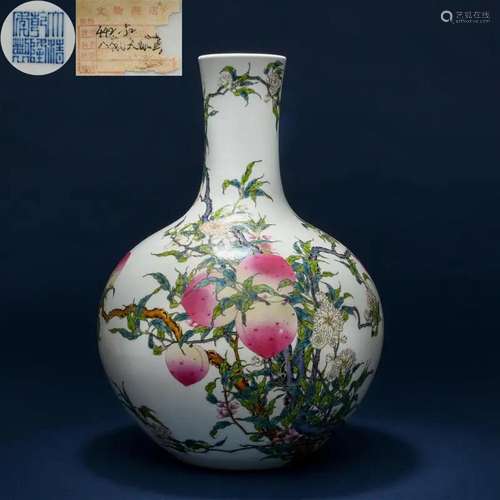 A Chinese Famille Rose Peaches Decorative Vase