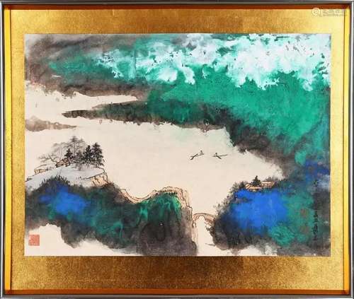 A Chinese Frame Painting By Zhang Daqian