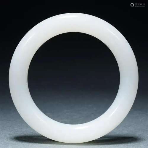 A Chinese Fine White Jade Bangle