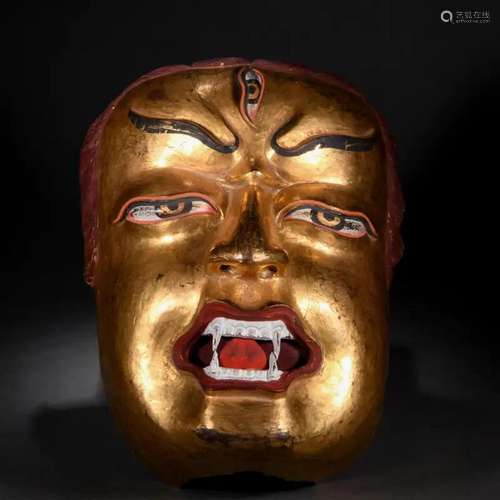 A Tibetan Bronze-gilt Mask