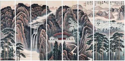 Eight Pages of Chinese Scroll Painting By Li Keran