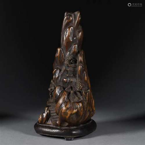 A Chinese Carved Aloes-wood Decoration