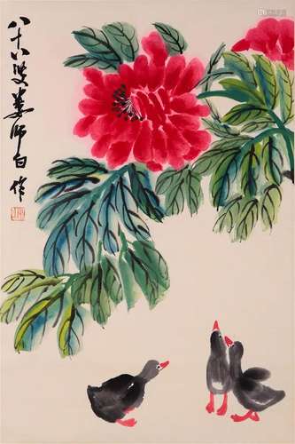 A Chinese Scroll Painting By Lou Shibai