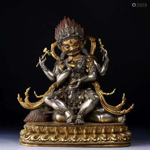 A Tibetan Bronze-gilt Mahakala