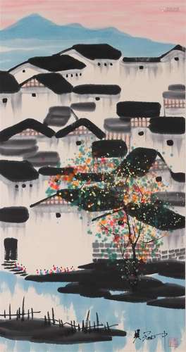 A Chinese Scroll Painting By Wu Guanzhong