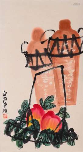 A Chinese Scroll Painting By Qi Baishi