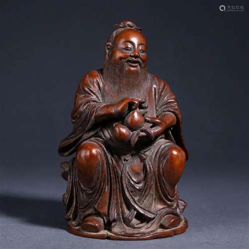 A Chinese Carved Bamboo Immortal