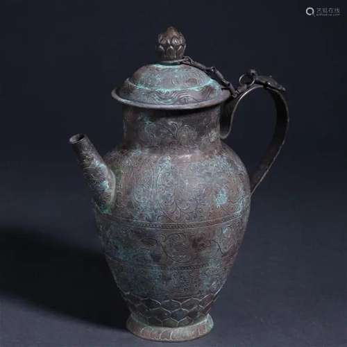 A Chinese Silver Wine Ewer