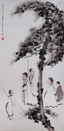 A Chinese Scroll Painting By Fu Baoshi