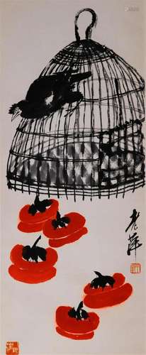 A Chinese Scroll Painting By Qi Baishi