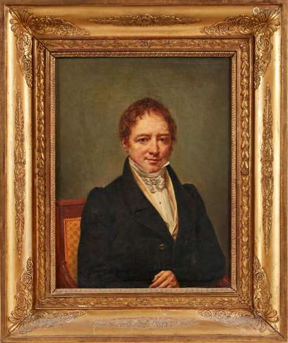 Ecole FRANCAISE vers 1820<br />
Portrait d’homme à la reding...