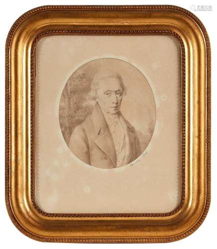 Ecole FRANCAISE, 1812<br />
Portrait d’homme sur fond de pay...