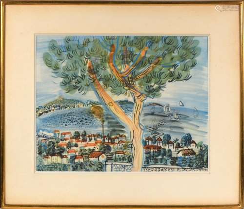 Raoul DUFY (1877-1953)<br />
Paysage méditerranéen<br />
Lit...