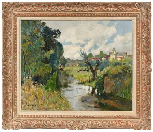 Alfred Jean CHAGNIOT (1905-1991)<br />
Paysage avec rivière<...