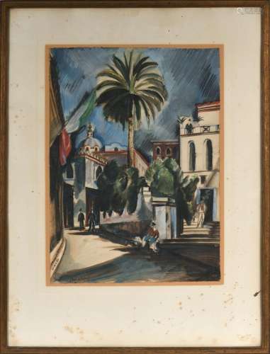 Henry de WAROQUIER (1871-1970)<br />
Paysage animé à Capri<b...