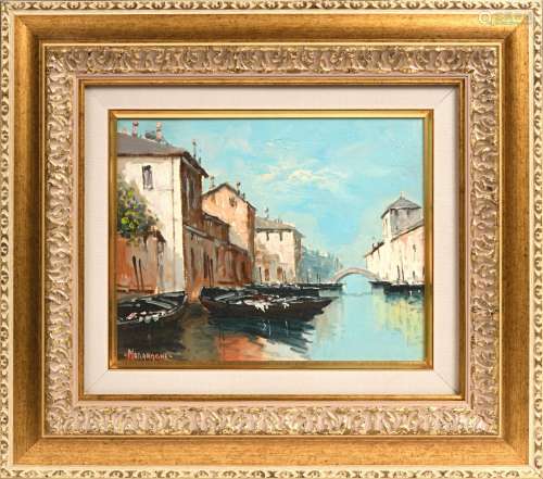 Aldo MARANGONI (XIXe-XIXe siècle)<br />
Canal à Venise<br />...