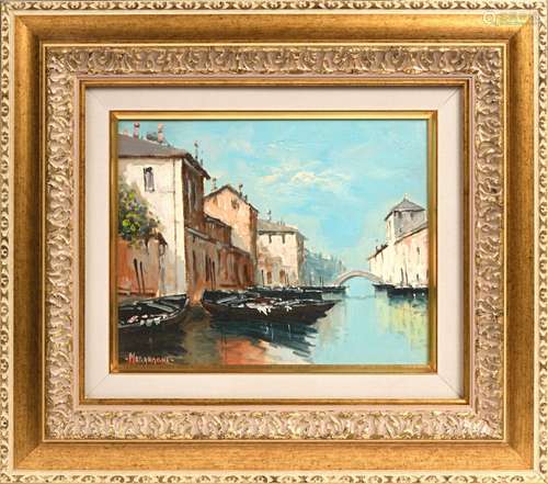 Aldo MARANGONI (XIXe-XIXe siècle)<br />
Canal à Venise<br />...