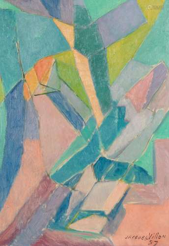 Jacques VILLON (1875-1963)<br />
Combat d’avions<br />
Huile...