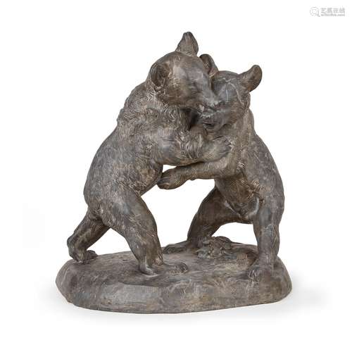 Victor PETER (1840-1918)<br />
Deux ours jouant<br />
Sculpt...