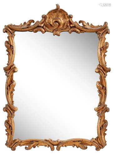 Paire de miroirs en bois et stuc doré à décor de rocailles<b...