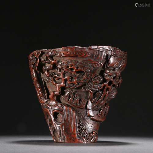 Bamboo Carved Landscape Character Story Cup