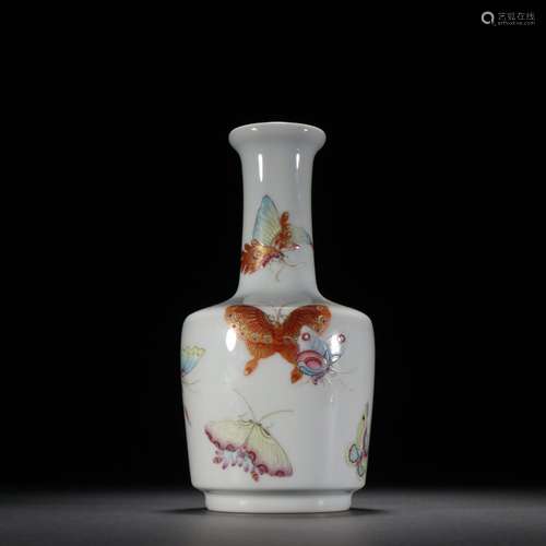 Red-glazed and gold-painted pastel butterfly vase