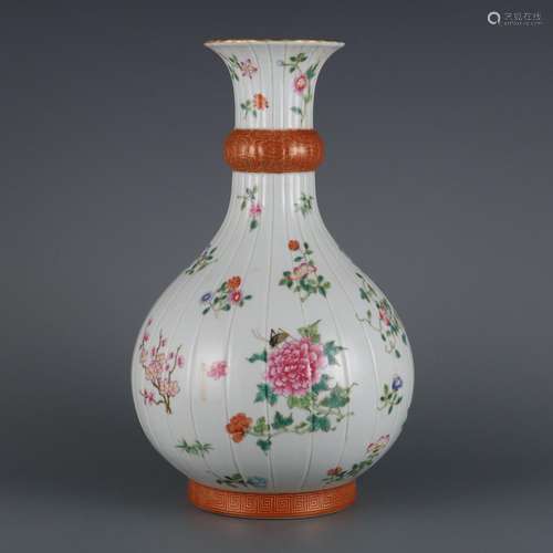 Pastel flower pattern melon water chestnut vase