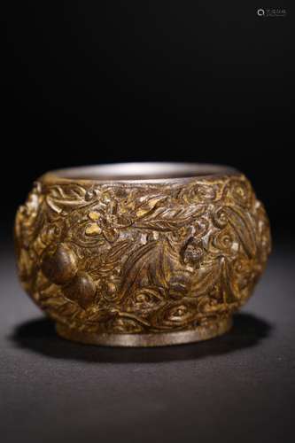 Agarwood Wood Carving Fushou Water Bowl