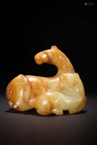 hetian jade horse ornament