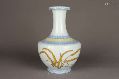 Enamel Colored Wheat Spike Poetry Square Shoulder Vase