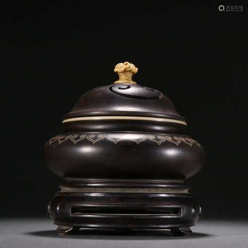 Rosewood Inlaid Silver Ruyi Aroma Diffuser