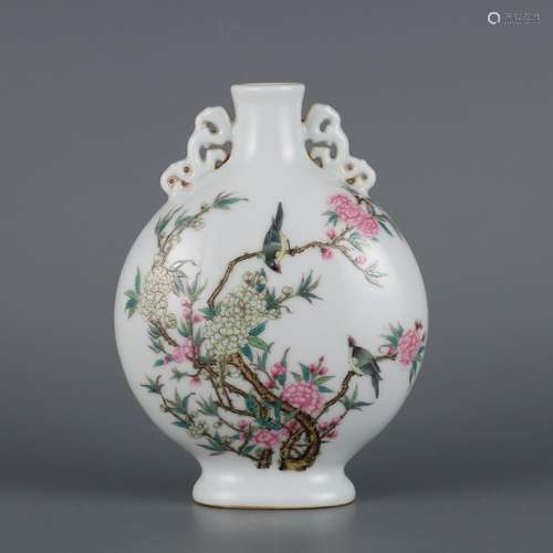 Pastel flower and bird pattern small flat bottle