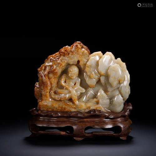 Hetian Jade Arhat Enlightenment Shanzi Ornament