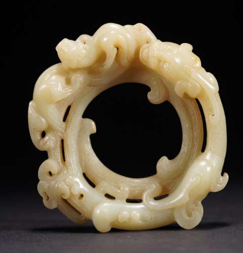Chinese Ancient Jade Chilong Disc