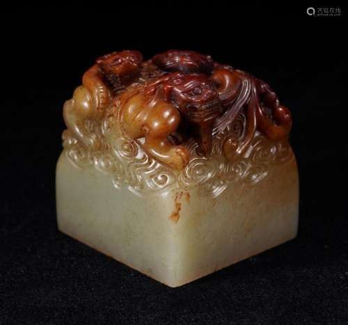 Chinese Antique Jade Beasts Seal