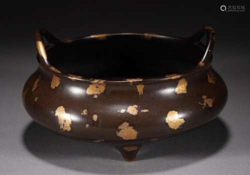 Chinese Qing Copper Gold Dot Censer