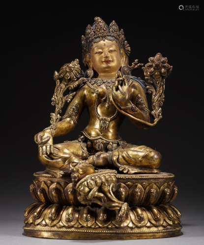 17/18th C. Tibetan Gilt bronze Statue of Tara