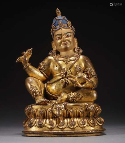 18th C. Tibetan Gilt bronze Statue of Mahakala