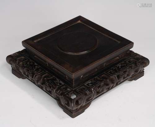 Chinese Qing Zitan Sandalwood Engraved Stand