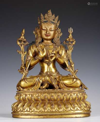 Chinese Ming Gilt Bronze Seated Bodhisattva