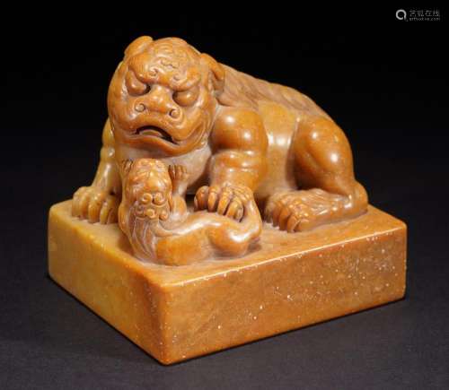 Qing Shoushan Stone Lion Seal