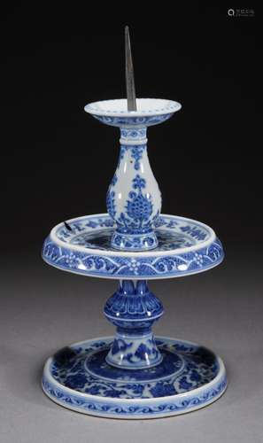 Chinese Qing Blue and White Candlestick