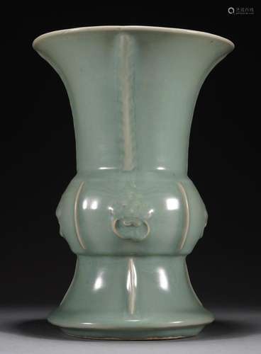 Chinese Qing Celadon-Glazed Gu Vase