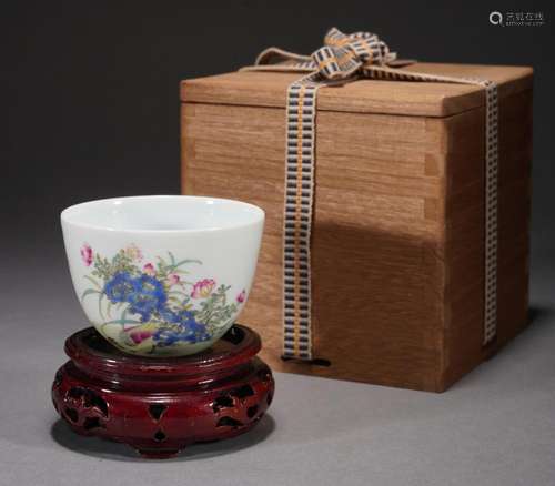 Chinese Enamel Flower and Bird Cup