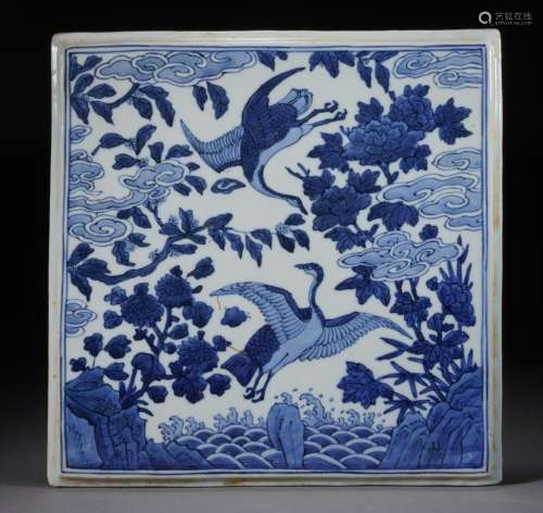 Blue and White Porcelain Panel