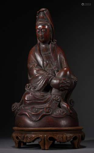 Chinese Bamboo Carved Avalokiteshvara Statue