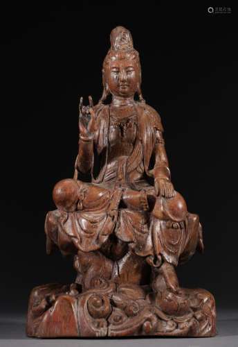 A Seated Statue of Avalokiteshvara Carved with Agarwood