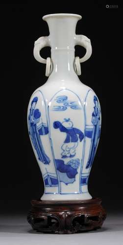 Chinese Qing blue and white character story Amphora Vase